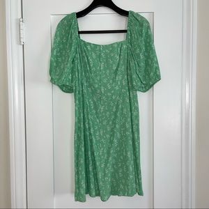& Other Stories puff sleeve mint green floral mini dress